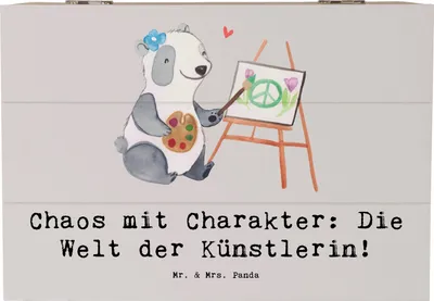 Produktbild von Mr. & Mrs. Panda Box Künstlerin Chaos 22 x 15 cm - Grau Pastell - Geschenk, personalisierte Geschenke, Kunstwelt, Erinnerungsbox, Beruf, Schatulle, holzschatulle, Kiste