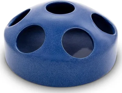 Produktbild von KERAZO 1,5 Liter Keramik Geflügeltränke mit 7 Öffnungen Hühnertränke Ententränke Futterschale Wasserschale Futterstation Wasserstation, 22x10 cm, blau