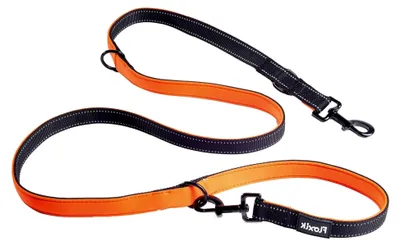Produktbild von Hundeführleine | Verstellbare, reflektierende Hundeleine - schwarz/orange