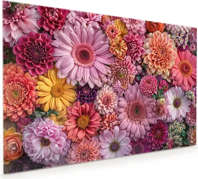 Produktbild von Küchenrückwand Spritzschutz Glas mit Motiv Bunte Blumenpracht 40 x 40 cm