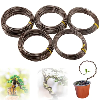 Productafbeelding van Bonsai-draad, geanodiseerd aluminium bonsai-draad, 5-voudige starterset, 1,0 mm, 1,5 mm, 2,0 mm, 2,5 mm, 3,0 mm (5 formaten, 50 meter, bruin)
