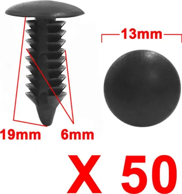 Image de 50pcs voiture véhicule noir Garniture porte fixation rivets plastique Agrafes pour Trou de 6mm