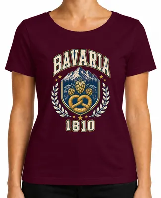 Zdjęcie produktu dla Bawaria, 1810, , Bretzel, koszulka w tradycyjnym stylu, spodnie skórzane, damski T-shirt, kolor burgundowy, rozmiar L