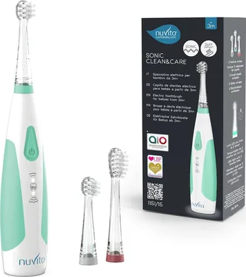 Produktbild von Nuvita 1151B | Elektrische Kinderzahnbürste Sonic Clean & Care | Elektrische Zahnbürste für Kinder von 3 Monaten bis 5 Jahren | Helle Zahnbürste für Kinder | AIO zugelassen | 2023