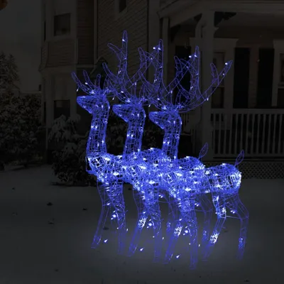 Productafbeelding van Living Store LED-hert, 3 stuks, acryl, 120 cm, blauw