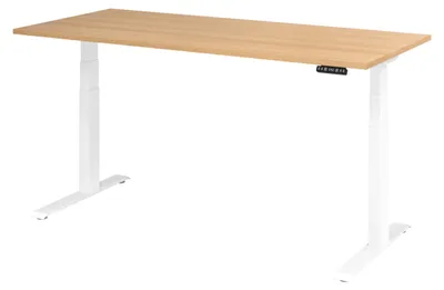 Produktbild von bümö Schreibtisch elektrisch XDKB - Größe: 180 x 80 cm, Gestell: Weiß, Nachbildung: Eiche