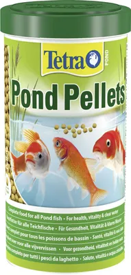 Produktbild von Tetra Pond Pellets - Fischfutter für alle Teichfische, unterstützt gesunde Fische und klares Wasser im Teich, 1 L Dose