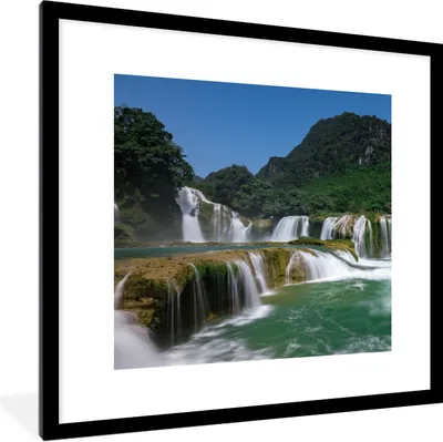 Produktbild von MuchoWow® Gerahmtes Poster Wasserfälle - Berge - Natur 40x40 cm - Poster mit Schwarzem Bilderrahmen Wandposter Rahmen Foto Bilder - Poster - Plakat im Rahmen