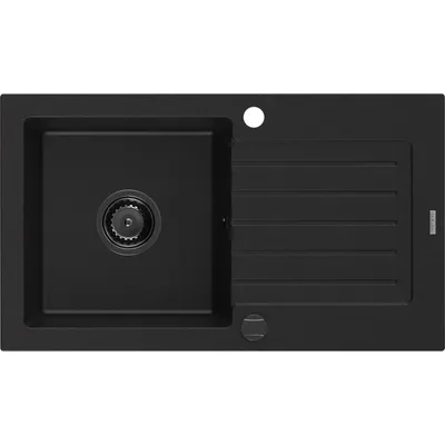Zdjęcie produktu dla Mexen Pablo zlewozmywak granitowy 1-komorowy z ociekaczem 752 x 436 mm, czarny, syfon czarny - 6510751010-77-B