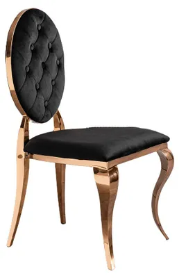 Produktbild von KAWOLA Esszimmerstuhl LINDA Barock rosé gold Velvet schwarz, KI-generiertes Bild