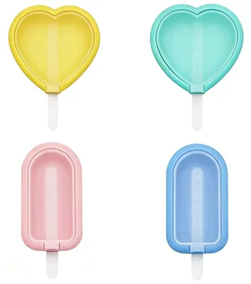 4er-Set Silikon-Eislutscherformen mit Stäbchen, stapelbar, wiederverwendbar