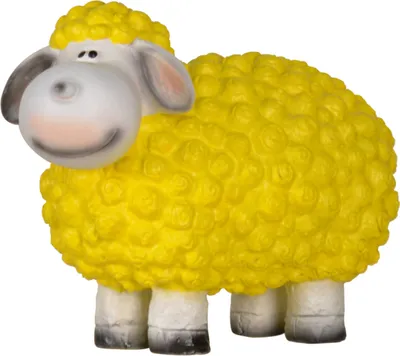 Produktbild von Dekofigur Originelle Gartenfigur Schaf gelb als wetterfeste Beetdekoration knuffige, handbemalte Tierfigur für innen & außen