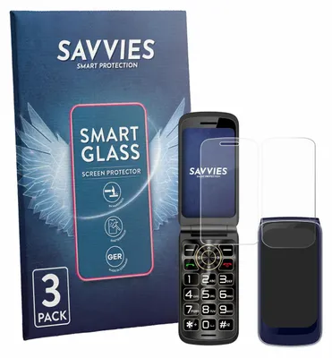 Produktbild von 3x Savvies Schutzglas Folie für Guwet G739 (Display+Rückseite) 9H Panzer Schutzfolie Glas Displayschutz klar transparent