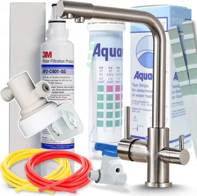 Obrázek produktu pro Kuchyňská baterie Ari s přípojkou pro filtr vody, dvěma výtoky, otočná 360°, keramická kartuše, INOX