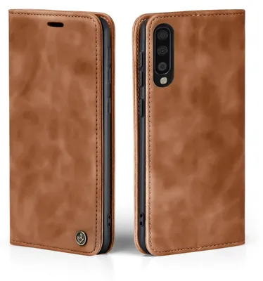 Produktbild von Handy Hülle für Samsung Galaxy A70 Klapphülle Bookcase Flip Cover Handy Tasche Etui Farbe: Hellbraun