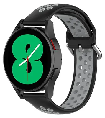 Produktbild von By Qubix Silikon Sportarmband mit Schnalle - Schwarz + Grau - passend für Samsung Galaxy Watch 4 - 40 mm / 44 mm