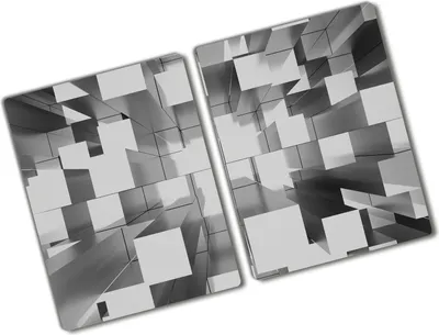 Produktbild von Tulup Glas Herdabdeckplatte - 2x40x52 cm - Glaskeramikkochfeld-Abdeckung Spritzschutz Glasabdeckplatte Kochplattenabdeckung und Schneidebrett - Zweiteilig - Kunst: modern & klassisch - Abstraktes - Grau