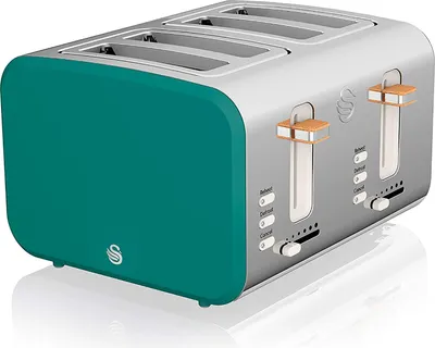 Zdjęcie produktu dla SWAN ST14620GRENEU Toster szeroki 4 kromki 3 funkcje Design Nordic Green