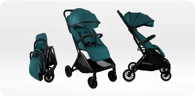 Produktbild von MoMi ANDREA Kinderwagen in Grün mit automatischem Klappmechanismus