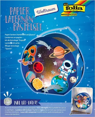 Produktbild von folia Laternen-Bastelset "WELTRAUM" blau