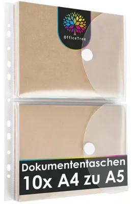 Produktbild von OfficeTree Dokumententasche A5 10er Set mit Klettverschluss