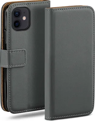 Produktbild von moex® Book Case kompatibel mit Apple iPhone 12 mini - Hülle 360 Grad klappbar, Dunkelgrau