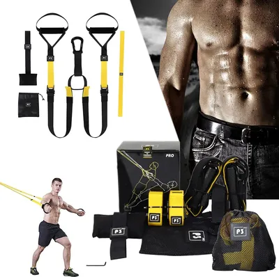 Produktbild von Trainingsgürtel, verstellbarer hängender Heimfitness-Widerstandsgürtel 500 kg belastbar, gelb