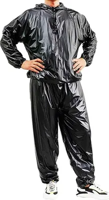 Produktbild von Saunaanzug für Erwachsene, Heimsalon, Übung, Schwitzen, Gewichtsverlust, Jacke, wiederverwendbar, waschbar, Sportanzüge, Kleidung, Sportausrüstung, Schwarz, L