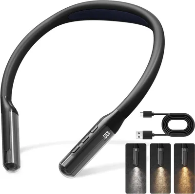 Obrázok produktu pre Flexibilná lampa na čítanie – vhodná na čítanie, pletenie a háčkovanie – 3 farby, 3 úrovne jasu – USB-C, nabíjateľná – čierna