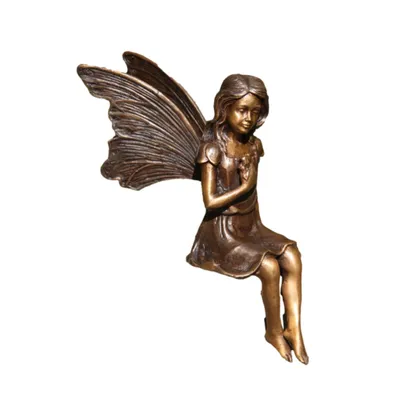 Produktbild von Schöne Fee Kantenhocker, für den Innen- oder Außenbereich, aus Bronze Neu Frostfest Witterungsbeständig, Metallfigur zur Dekoration BOAN-1253