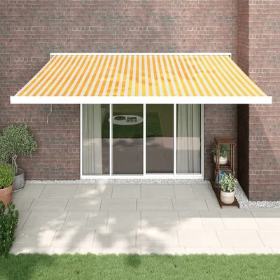 Produktbild von CLORIS Markise Einziehbar Gelb und Weiß 4x3 m Stoff und Aluminium 3154583