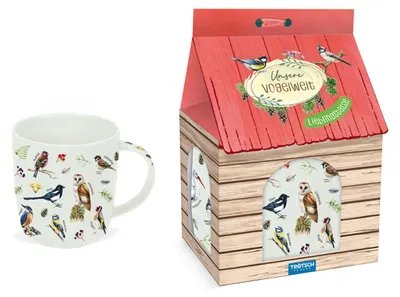 Productafbeelding van Trötsch-mok in het vogelhuisje. Onze vogelwereld: koffiemok, theemok, cadeau-idee, mok