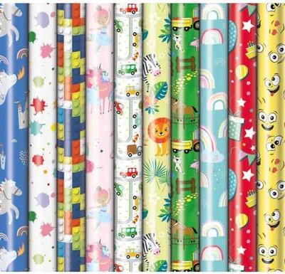 Image de set de 4 (4 rouleaux) papier cadeau enfants 200x70cm chacun