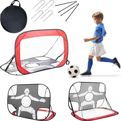 Produktbild von Outtec® Fußballtor Faltbar, Pop Up Tor - 120x72x73 cm - Fußballtrainingsgeräte für Kinder und Erwachsene - inkl. Netz, Bodenanker - Garten, Training