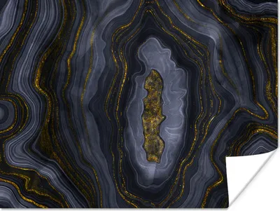 Produktbild von MuchoWow® Poster Geode - Achat - Schwarz & Gold 160x120 cm - Foto Plakat