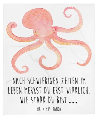Produktbild von Mr. & Mrs. Panda Bettdecke Tintenfisch - Weiß - Geschenk, Kuscheldecke, Lustige Sprüche, Decke, Tagesdecke, Wasser, Meer, Wohndecke, Krake, Ozean, Plaid, Meerestier