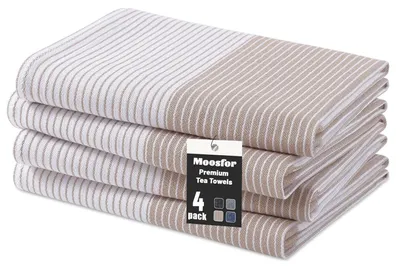 Productafbeelding van Set van 4 Biologische Katoenen Keukenhanddoeken 46 x 72 cm Beige