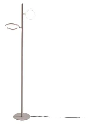 Imagen del producto de Lámpara de pie GPIT32, fabricada en aluminio de color gris paloma, con LED integrados de 28 W (10 W + 18 W), temperatura de color de 3000 K, flujo luminoso de 1304 lm, regulable y con un ángulo de iluminación ajustable de 120° – Gea Luce