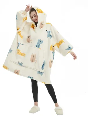 Immagine prodotto di Coperta in pile con maniche e motivo animalier