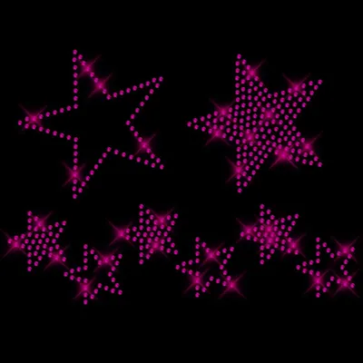 Produktbild von Strass-Bügelbilder - 8 Sterne Applikation zum Aufbügeln - Textilveredelung - Pink