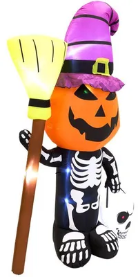 Produktbild von Aufblasbare Halloween-Kürbis-Skelett-Dekoration – 210 cm – beleuchtet