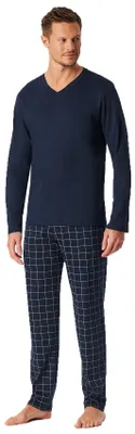Productafbeelding van Schiesser pyjama, donkerblauw, met V-hals