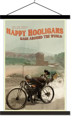 Produktbild von MuchoWow® Textilposter Mancave - Motorrad - Vintage - Zitat 120x180 cm mit schwarzem Rahmen - Fotos