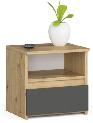 Produktbild von Kommode mit 1 Schublade Kommode Organizer Kommode mit Schubladen 40 cm breit 40 cm hoch | Artisan Eiche-grau Holz Highboard Sideboard Schrank schmal