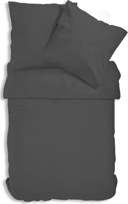 Produktbild von Uni Renforce Bettwäsche 135x200 cm oder 155x220 cm Baumwolle mit Reißverschluss, Farbe:anthrazit, Größe:4 teilig 135x200 cm