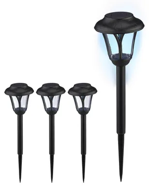 Solar-Gartenleuchten Set 4er, LED, 39x11 cm, schwarz