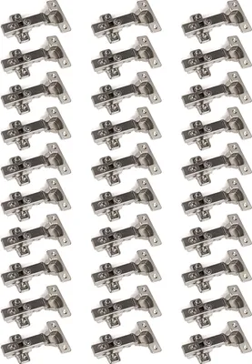 Produktbild von 30 x Topfband Topfbänder T45 Eckanschlag mit Dämpfer + Kreuzplatte Scharnier Scharniere Topfscharniere (Einzeln und als 6er, 10er, 20er oder 30er Set erhältlich!)