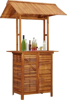 Immagine prodotto di The Living Store Tavolo bar da esterno con tetto 113x106x217 cm in legno massiccio di acacia