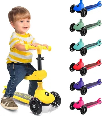 Produktbild von SereneLife Kinderroller ab 3 Jahre – LED Tretroller faltbar höhenverstellbar, leicht und stabil, für Jungen und Mädchen, Indoor und Outdoor, bis 50 kg