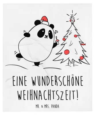 Produktbild von Mr. & Mrs. Panda Bettdecke Panda Weihnachtszeit - Weiß - Geschenk, Decke, Wohndecke, Bettüberwurf, Kuscheldecke, Tagesdecke